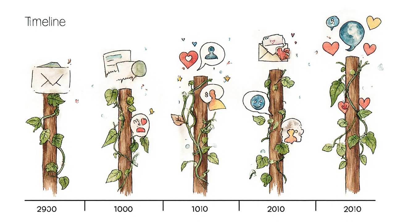 Vývojová čára ukazující růst kontaktů a sledovatelů během šesti měsíců.