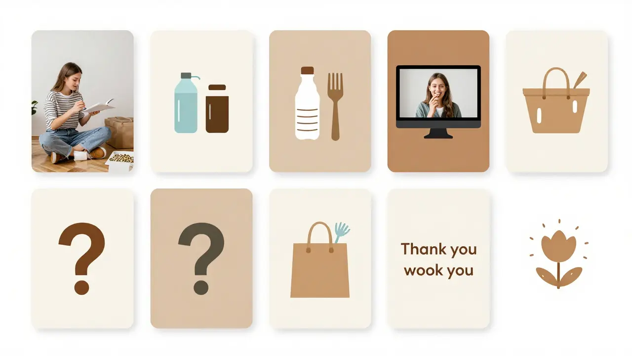 Sedmidenní plán kampaně na Instagramu s různými typy příspěvků: fotografie, příběh, video, infografika, otázka, výsledek a poděkování.