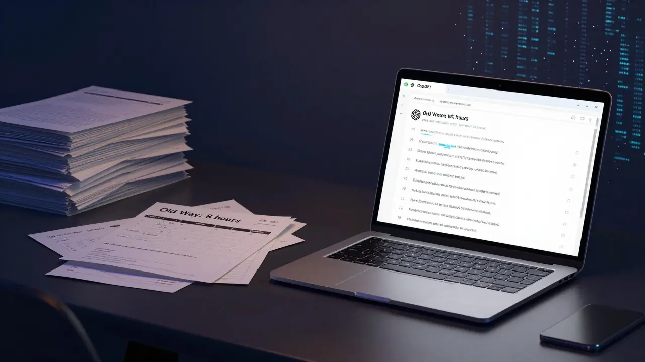 Porovnání starého a nového způsobu tvorby obsahu: 8 hodin práce versus 500 personalizovaných e-mailů.