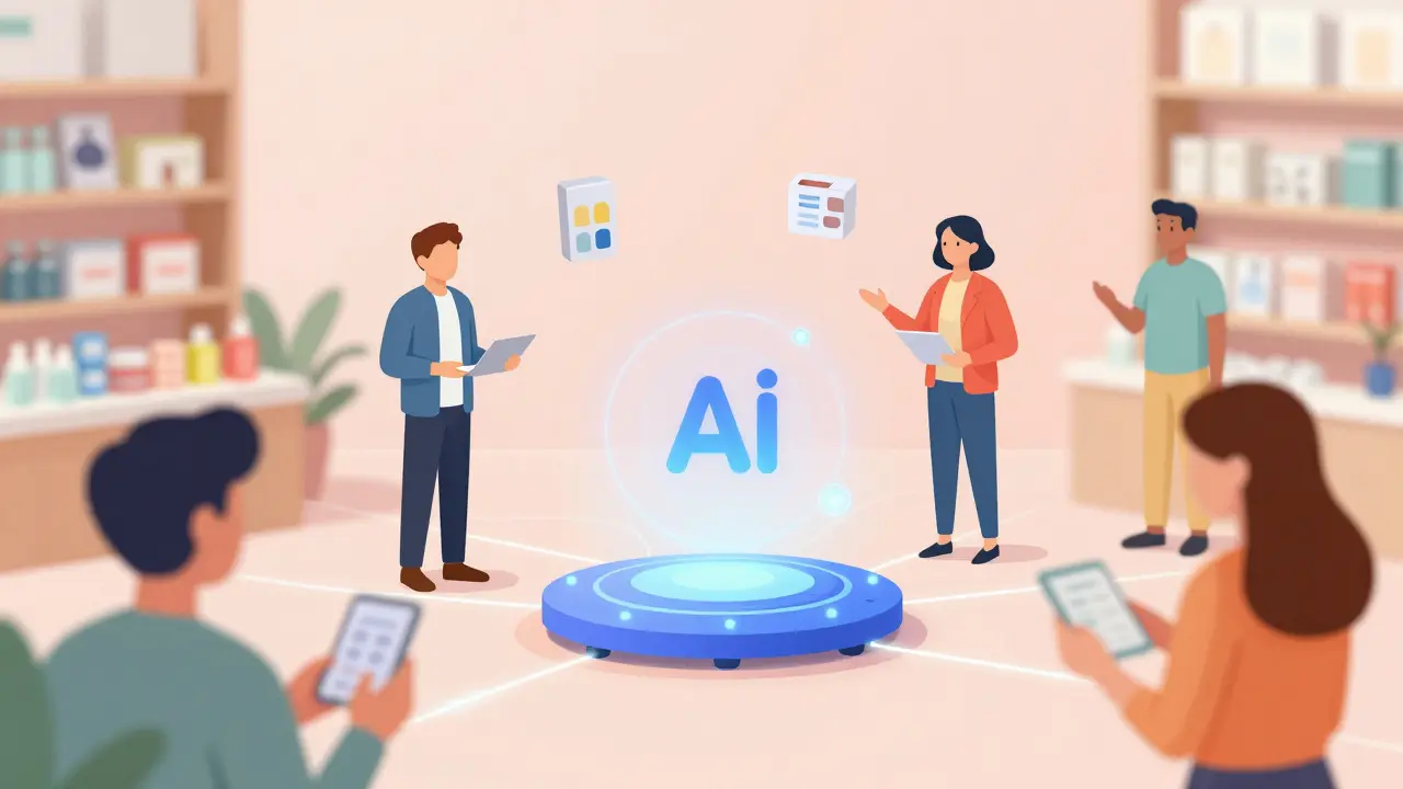 Různí zákazníci obdrží personalizovaná doporučení od AI s datovými proužky.